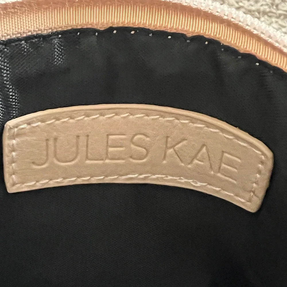Jules Kae‎ Cream Vegan Leather Tote Bag with Braided Handles and Pouch Set